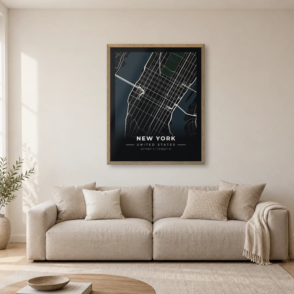 New York City Map Wall Art — Midnight